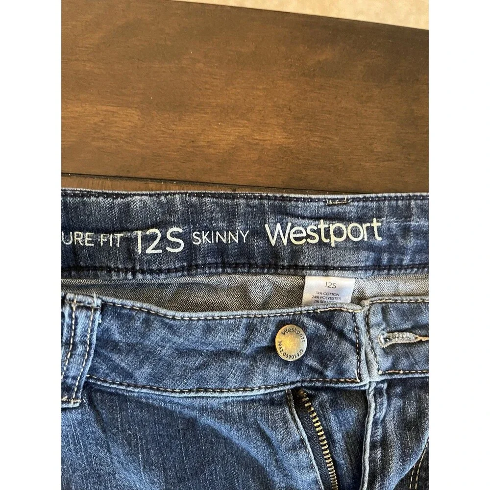 Westport Signature Fit Boyfriend Jeans Women's Blue Mid Rise 5-Pocket 12S Skinny